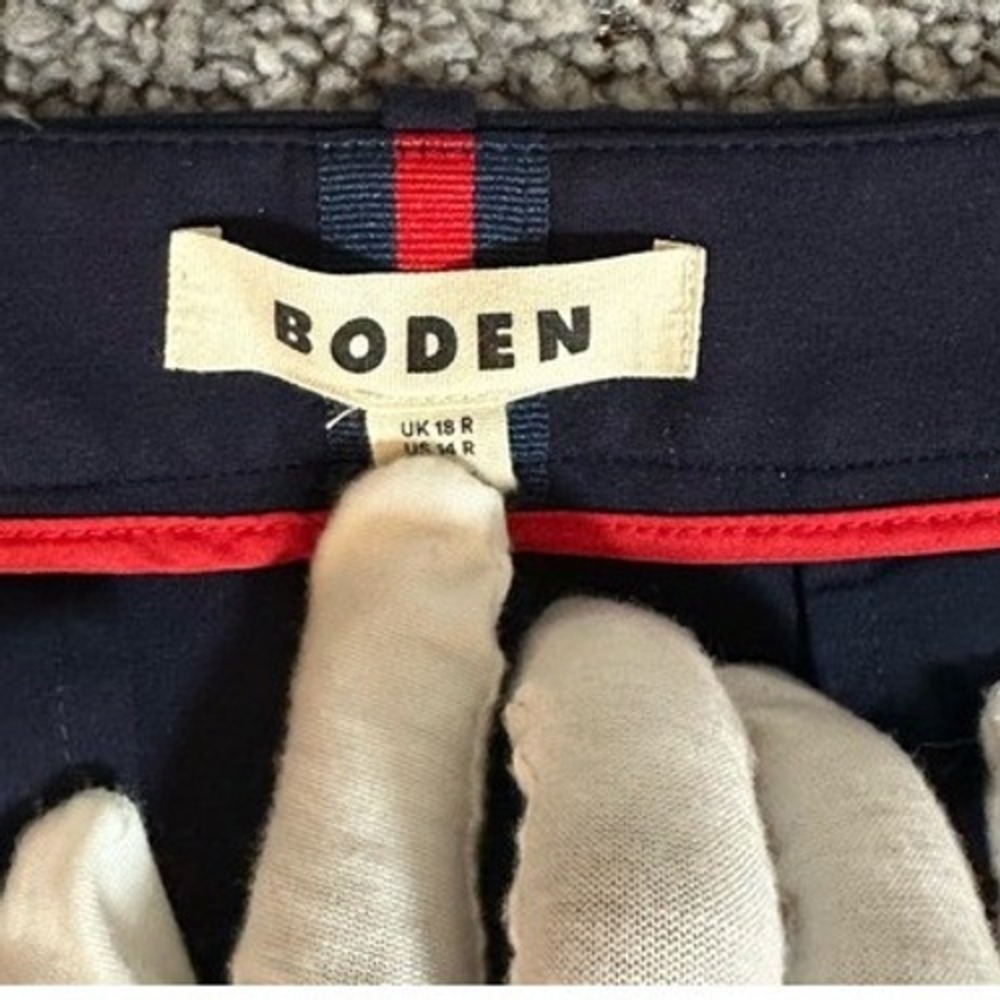 Boden Richmond 7/8 Trousers Womens 14R Navy Blue Excellent Slim Leg Stretch - Picture 7 of 8